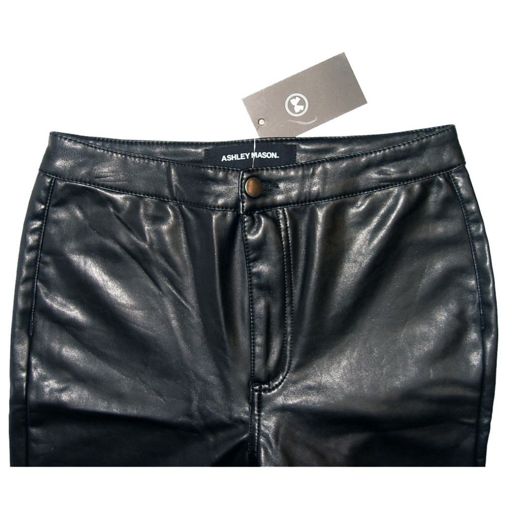 Fleece Faux Leather Classic Rise Skinny Ankle Pant - Picture 5 of 5
